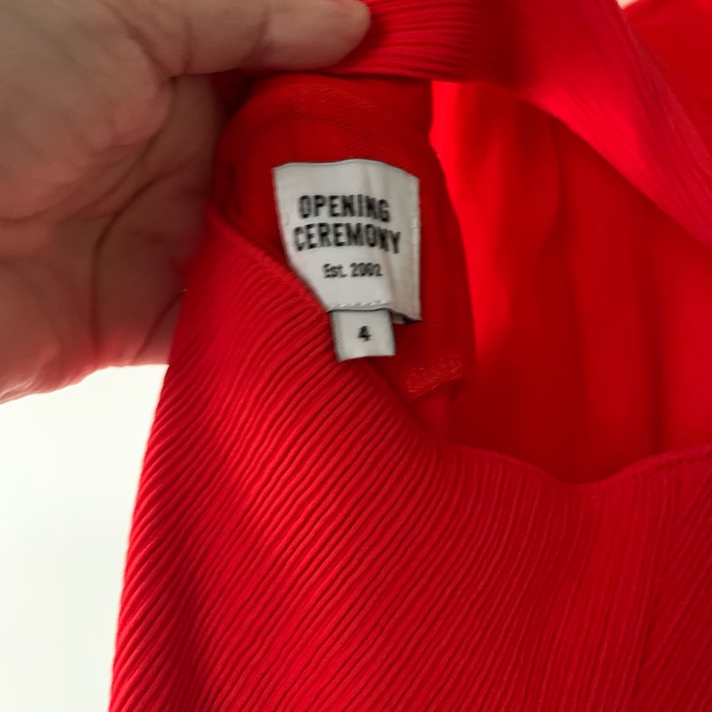 Red Orange Ribbed Opening Ceremony Dress!